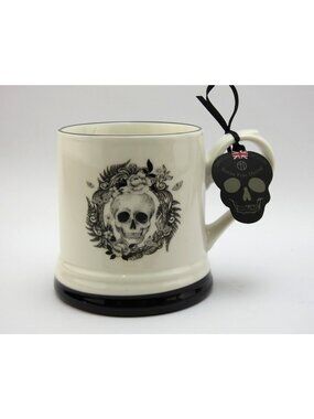 Eaton Fine Dining Skull Floral Gothic Halloween Ceramic Mug New With Tag
